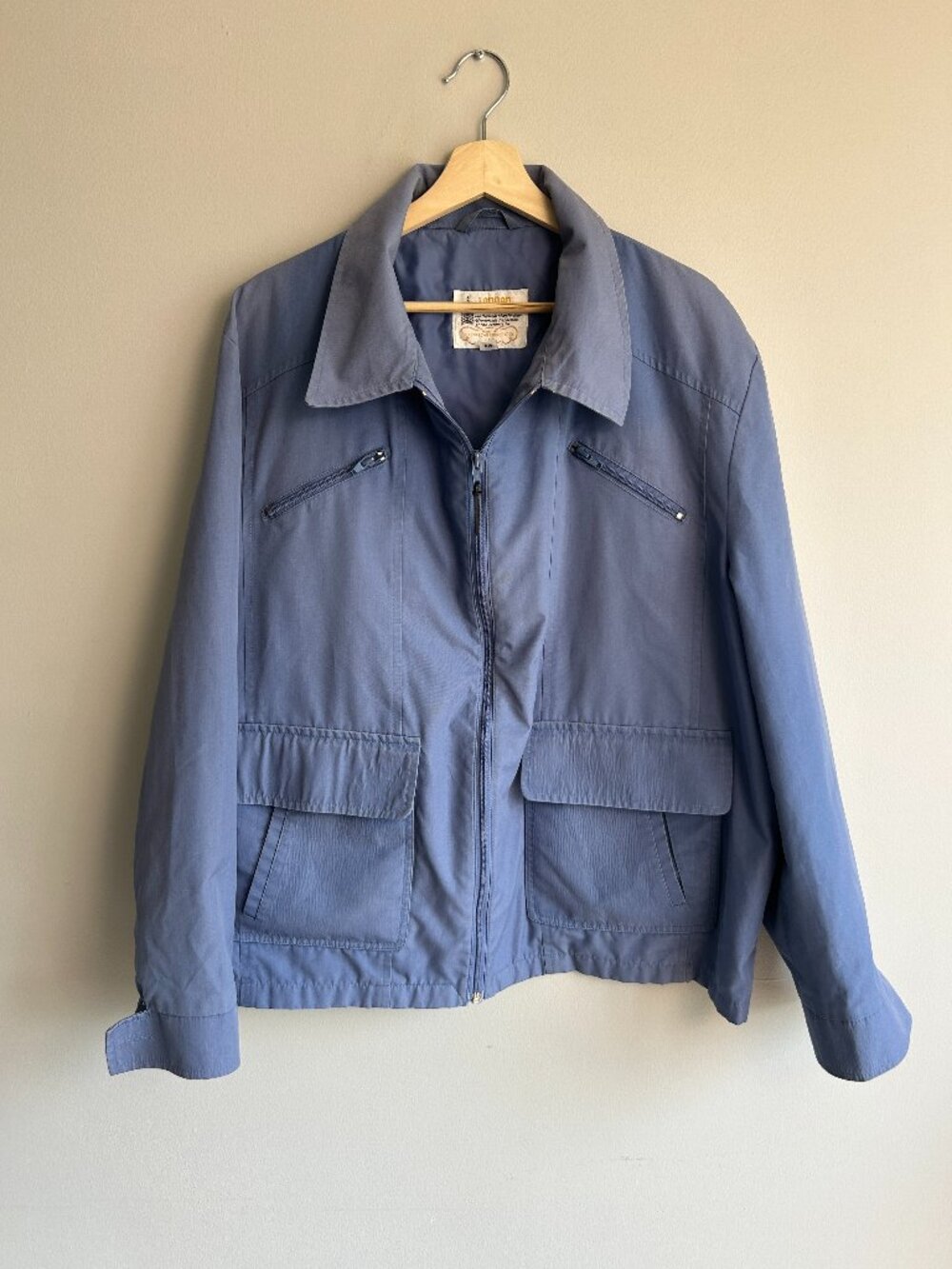 Vintage London Fog Zip Jacket | Men's 46R (XL) | Light Blue Harrington Jacket